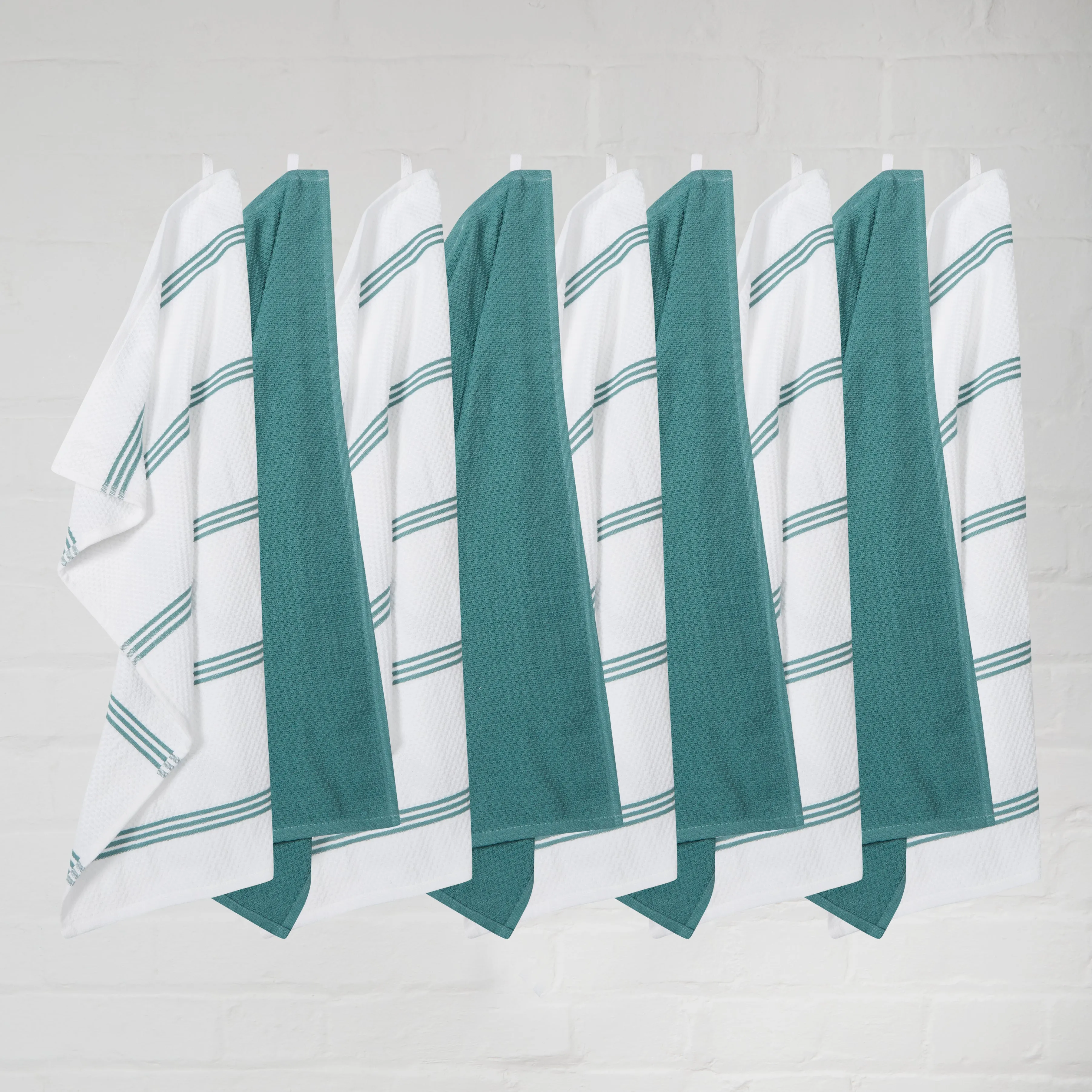 Large Set of 9 Cotton Terry Tea Towels in 4 Colours