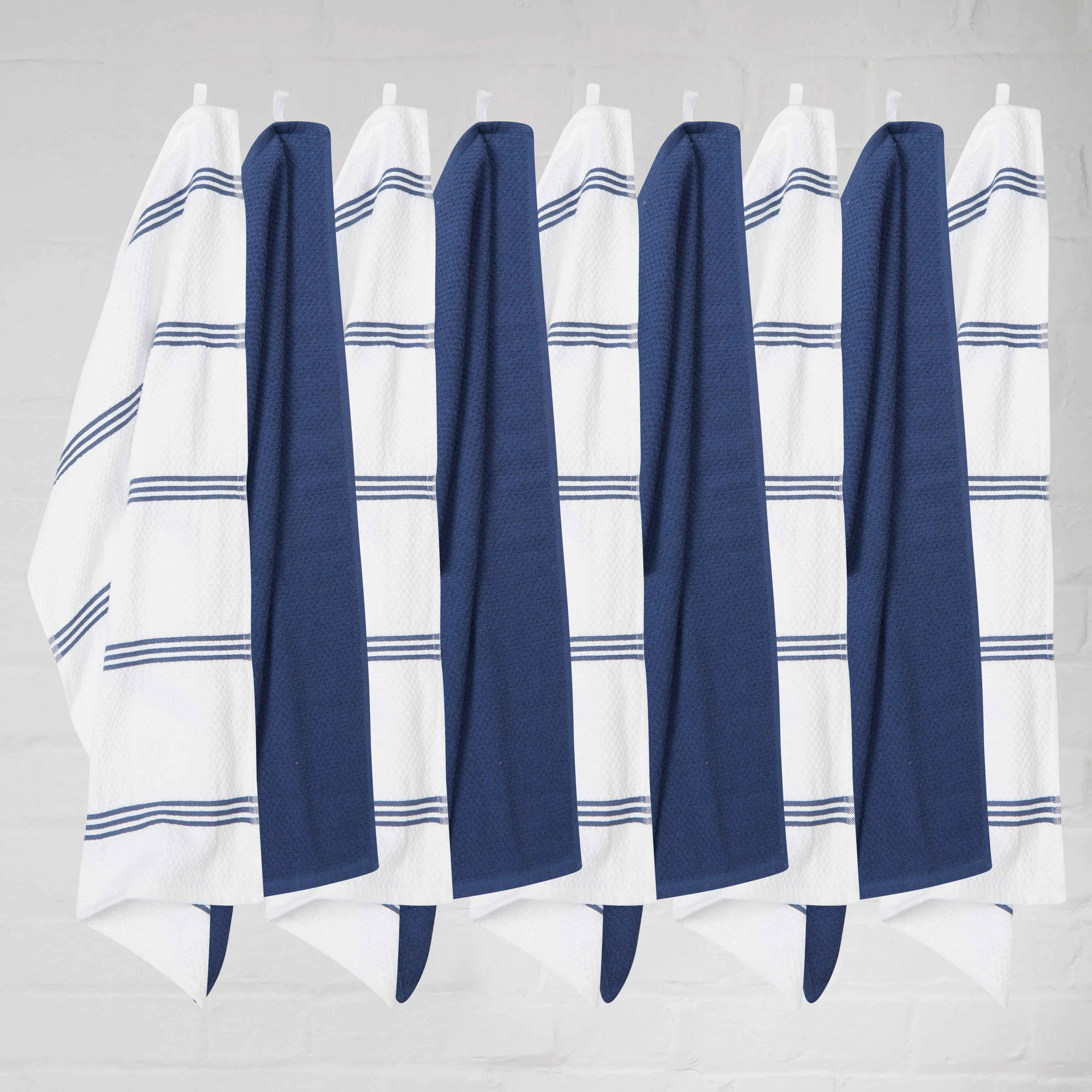 Large Set of 9 Cotton Terry Tea Towels in 4 Colours