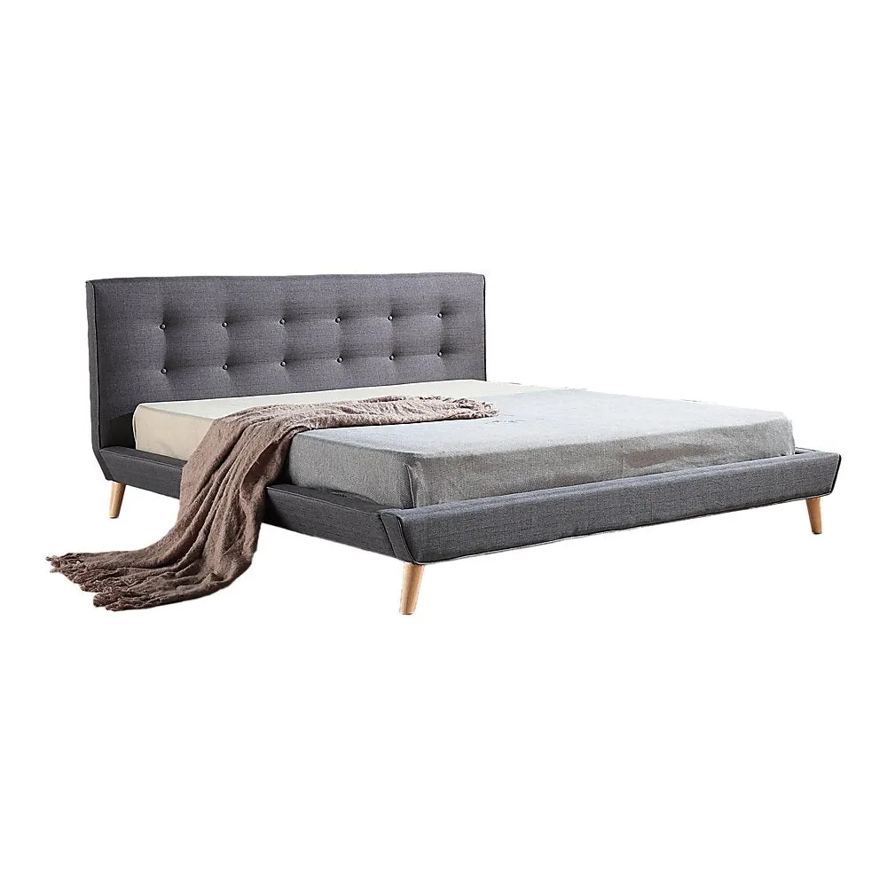 Linen Fabric Deluxe King Bed Frame Grey