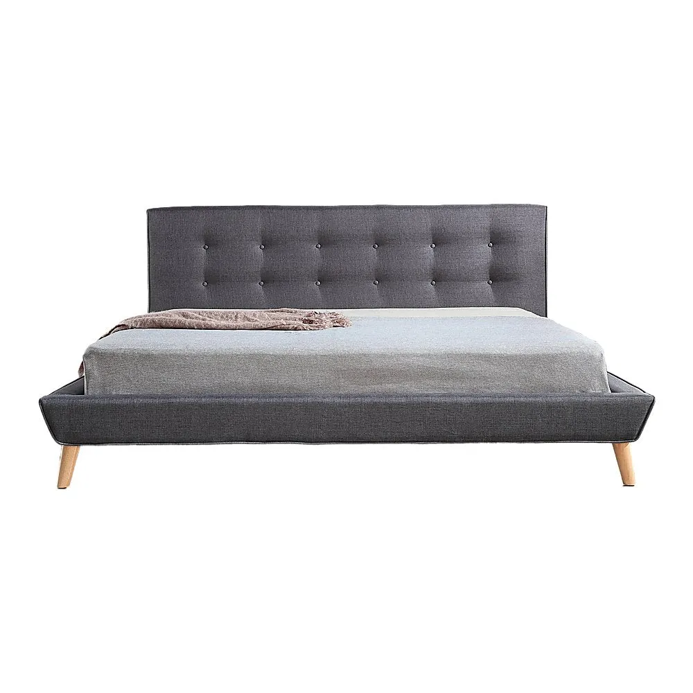 Linen Fabric Deluxe King Bed Frame Grey