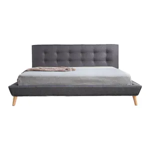 Linen Fabric Deluxe King Bed Frame Grey