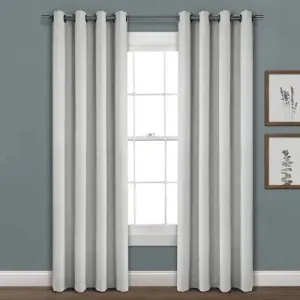 New - 84"x52" Faux Linen Absolute Blackout Grommet Top Single Window Curtain Panel Light Gray - Lush Décor