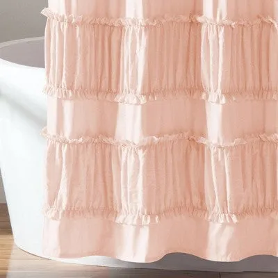 New - Nova Ruffle Shower Curtain Blush - Lush Décor