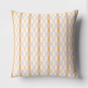 New - Oversized Woven Linework Square Throw Pillow Gold/Neutral - Threshold