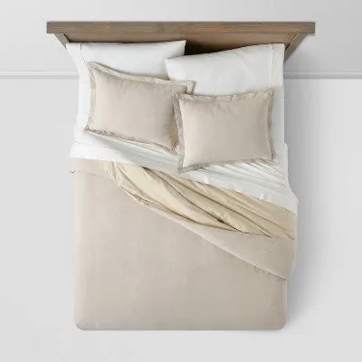 New - Twin/Twin Extra Long Cotton Linen Chambray Duvet Cover & Sham Set Khaki - Threshold