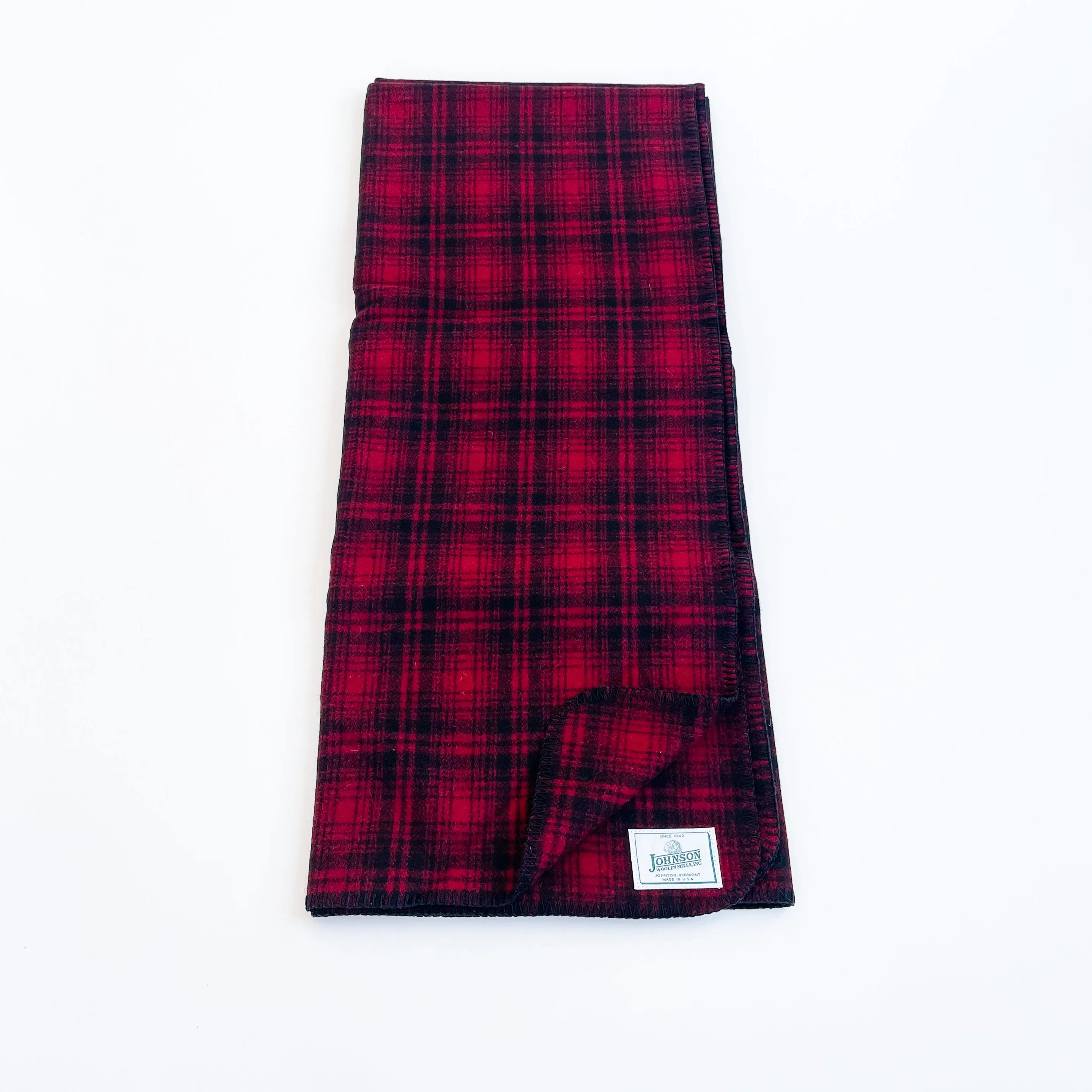 Norris Wool Throw - Red & Black Muted Plaid