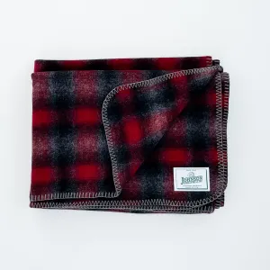 Norris Wool Throw - Red, Black, & Gray Muted Plaid