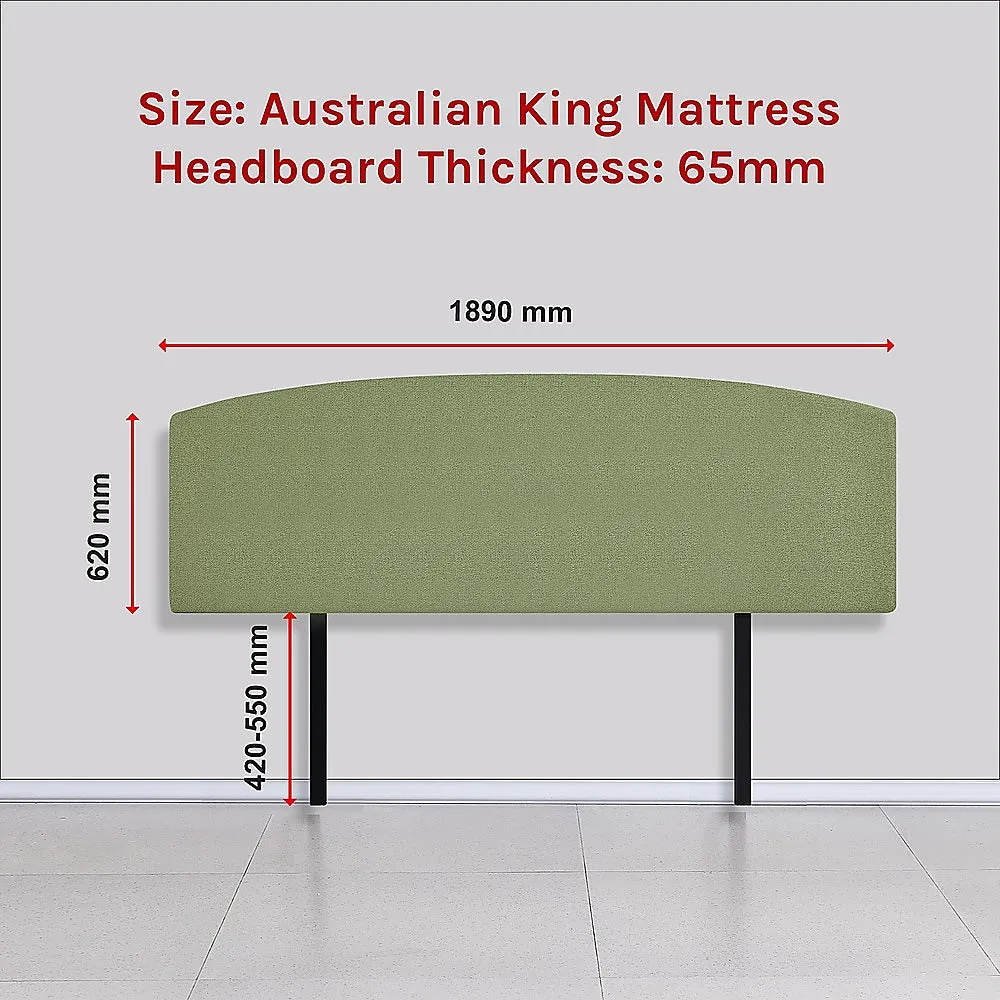 Olive Green Linen Fabric King Bed Headboard - Custom Height