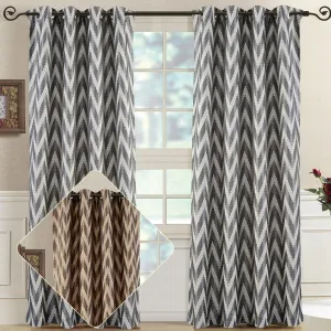 Pair (Set of 2) Lisette Chevron Top Grommet Window Curtain Panels, 108 Inches Total Width