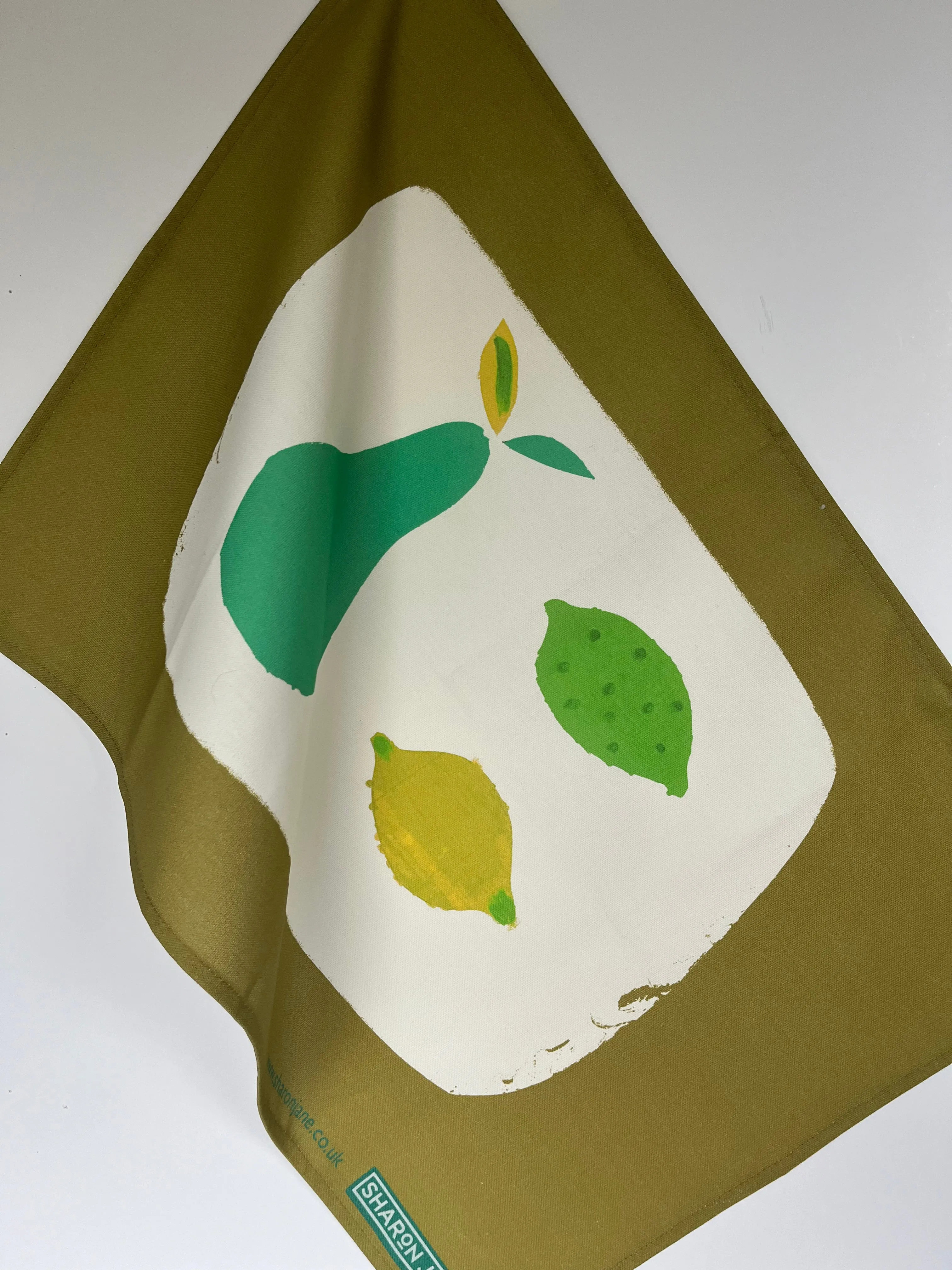 Pear, Lemon & Lime Tea Towel - Olive