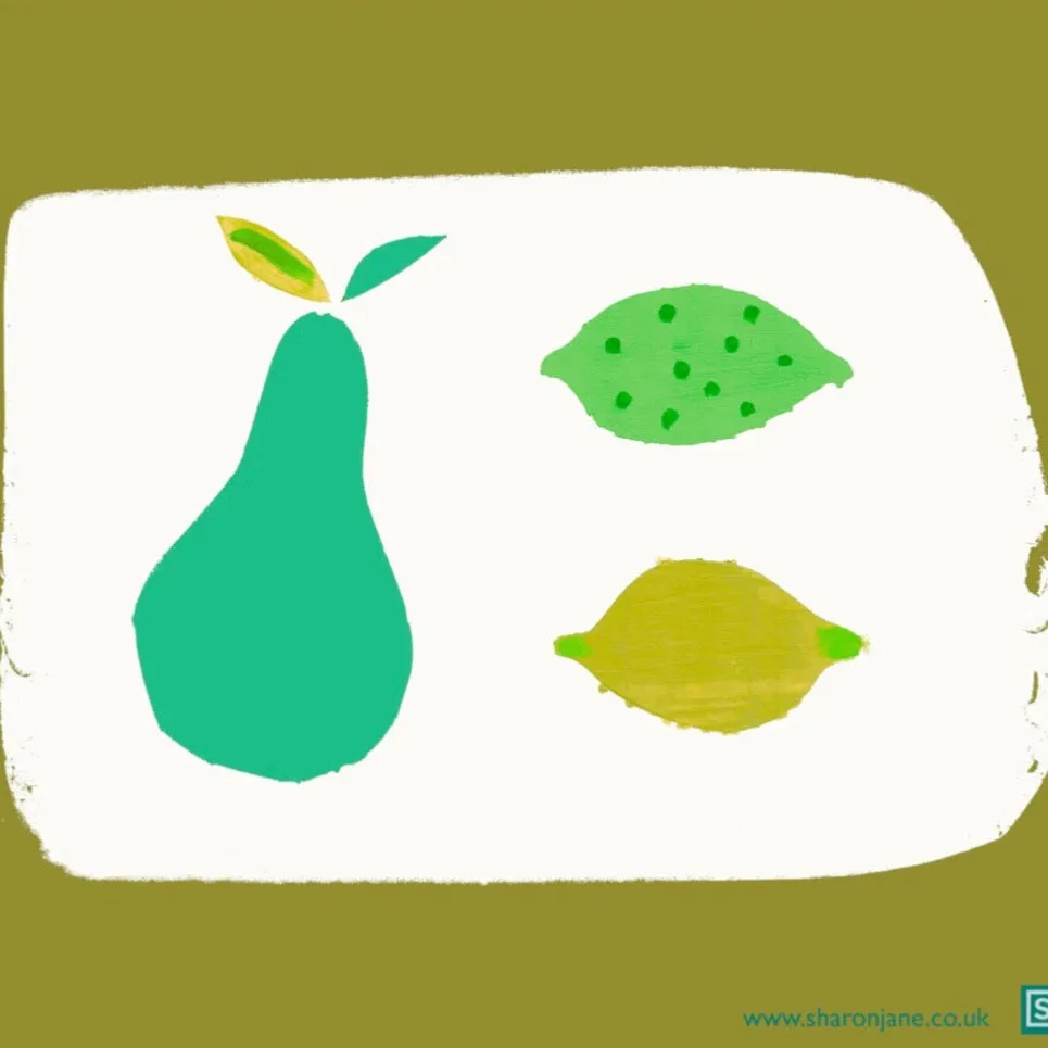 Pear, Lemon & Lime Tea Towel - Olive