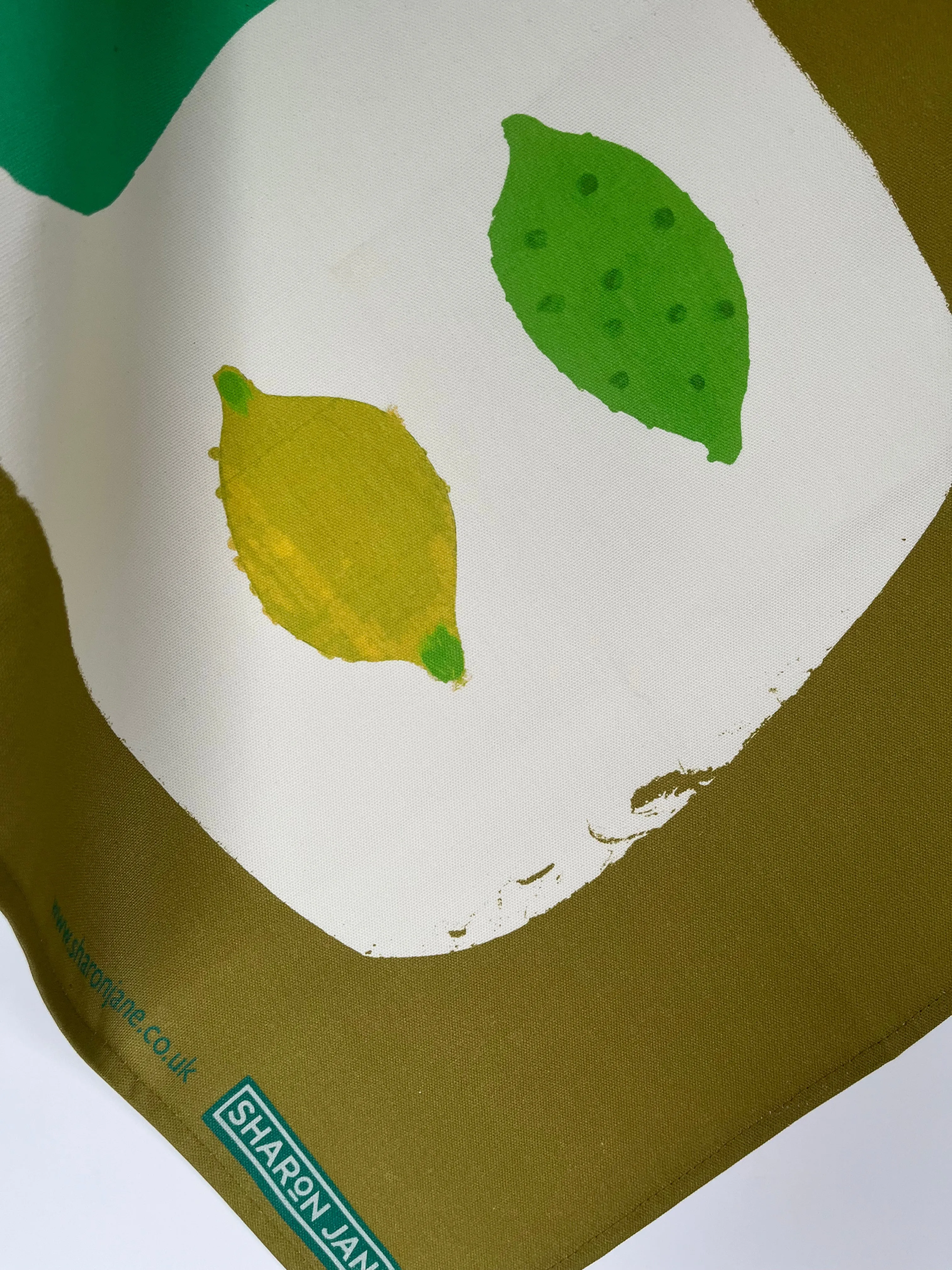 Pear, Lemon & Lime Tea Towel - Olive