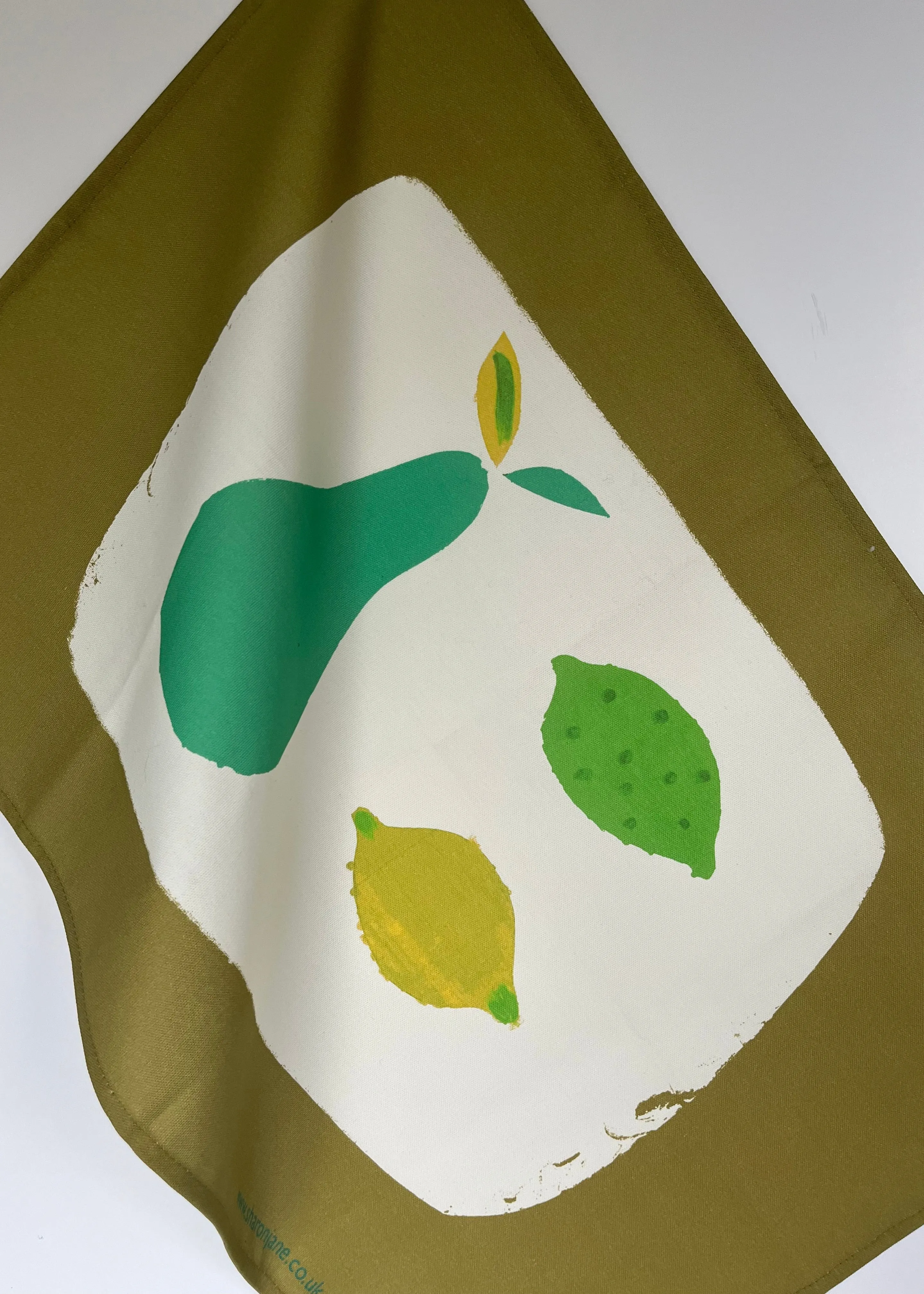 Pear, Lemon & Lime Tea Towel - Olive