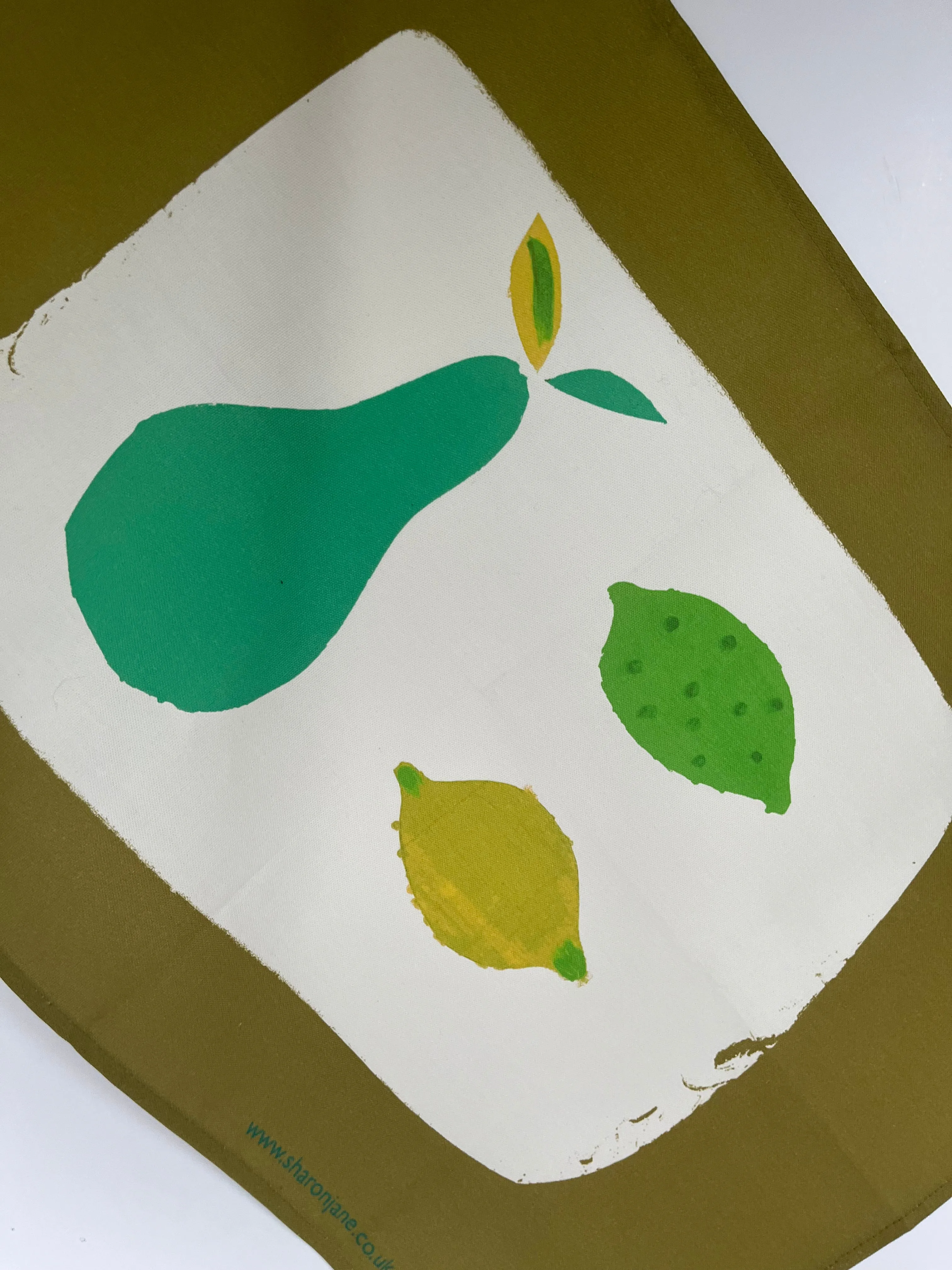 Pear, Lemon & Lime Tea Towel - Olive