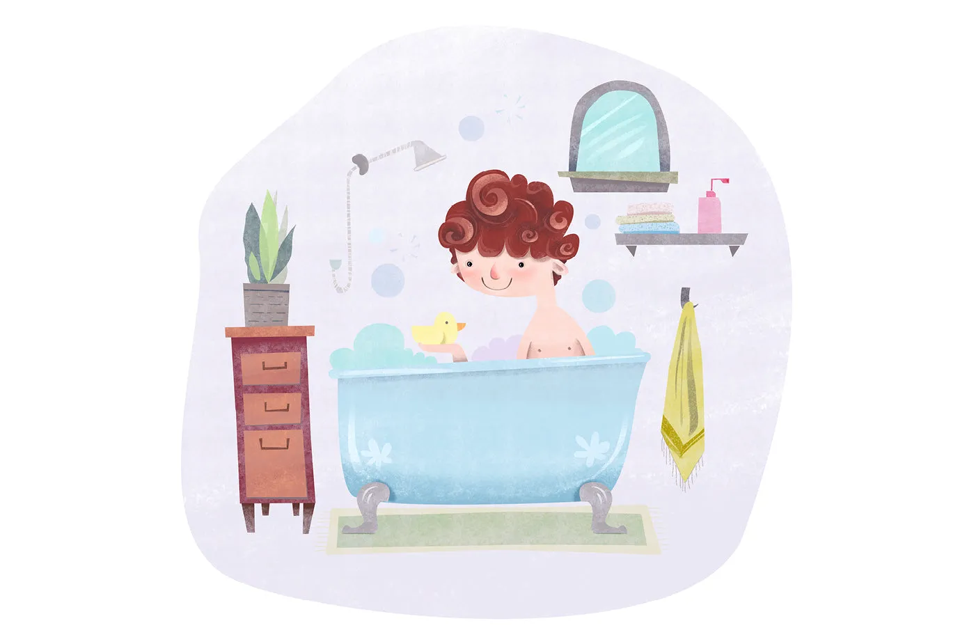 "Bathing boy" wall sticker