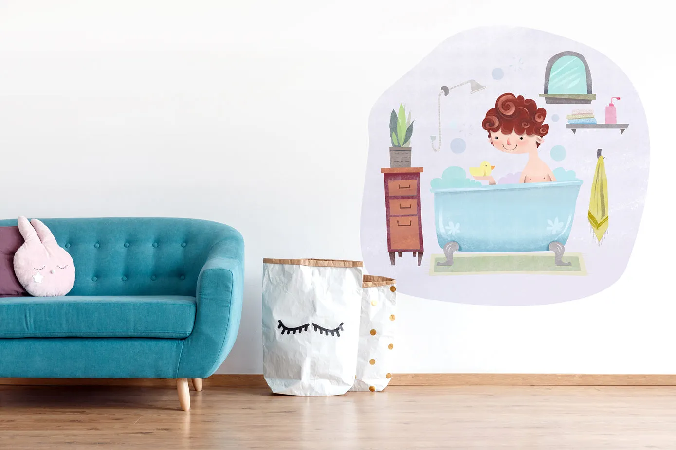 "Bathing boy" wall sticker