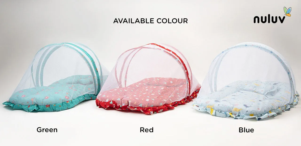 Red bed with Mosquito Net 100 % Organic Cotton with Antimicrobial Finish