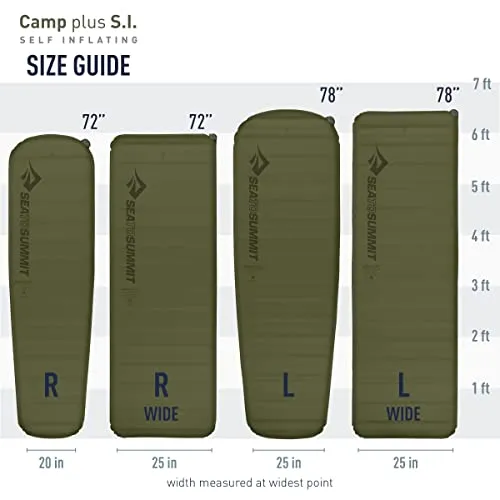 Sea to Summit Camp Plus Self-Inflating Foam Sleeping Mat for Camping, Tapered - Regular (72 x 20 x 3 inches)