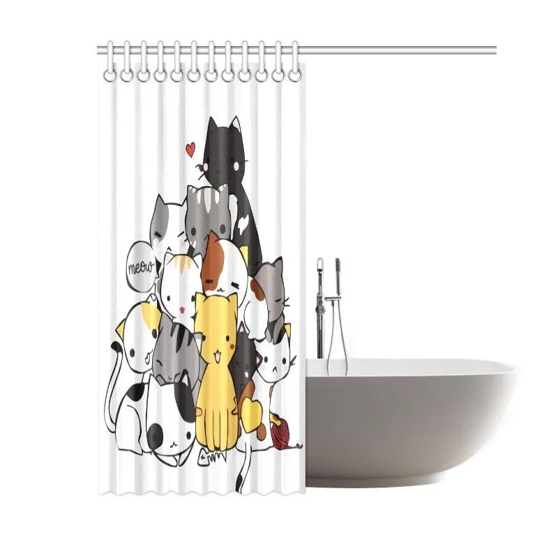 Shower Curtain Cartoon Cute Cats Shower Curtains 60"x72" Waterproof Polyester Fabric