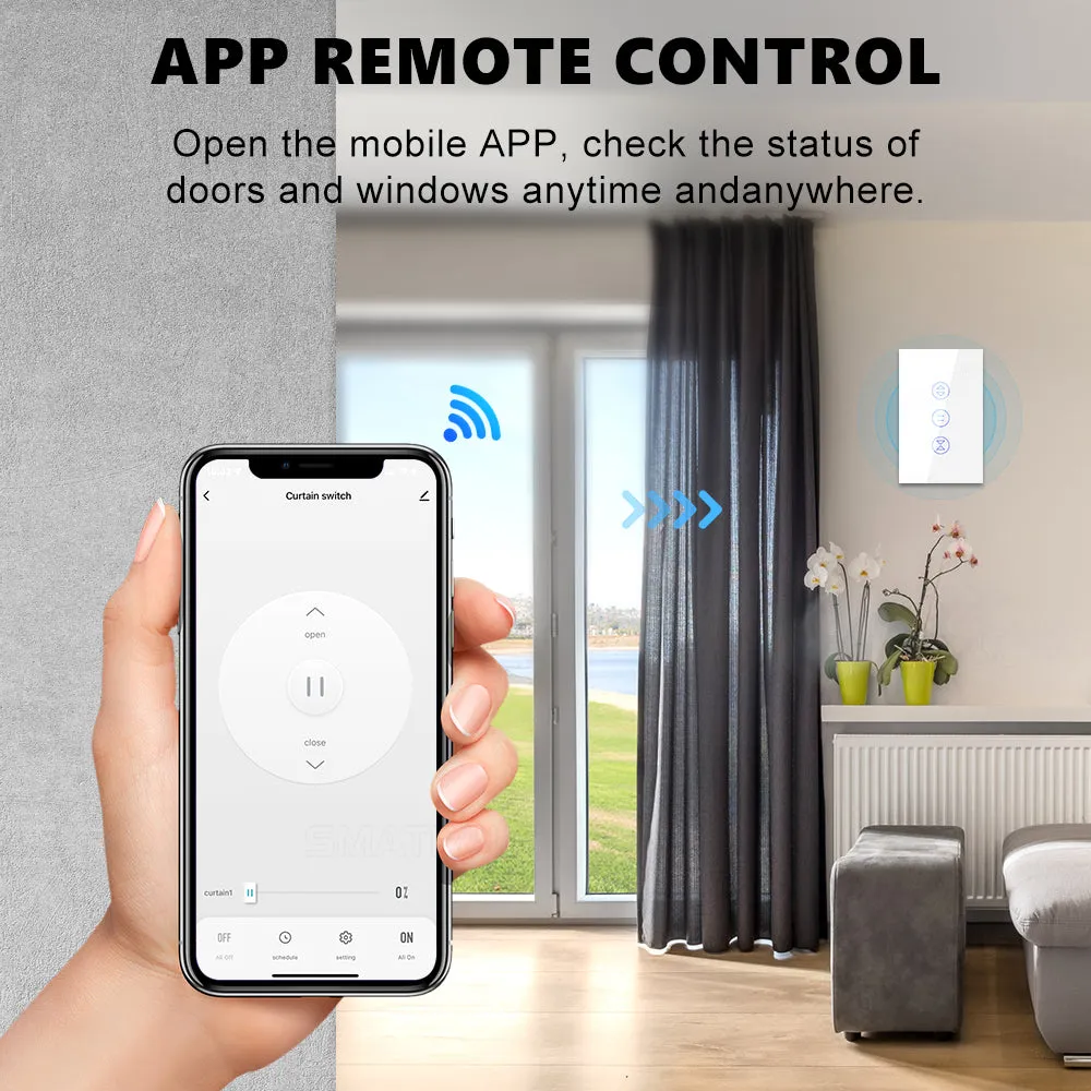 SMATRUL Smart WiFi Curtain Switch Motorized Roller Blinds Shutter Switch with APP Remote Control and Voice Control