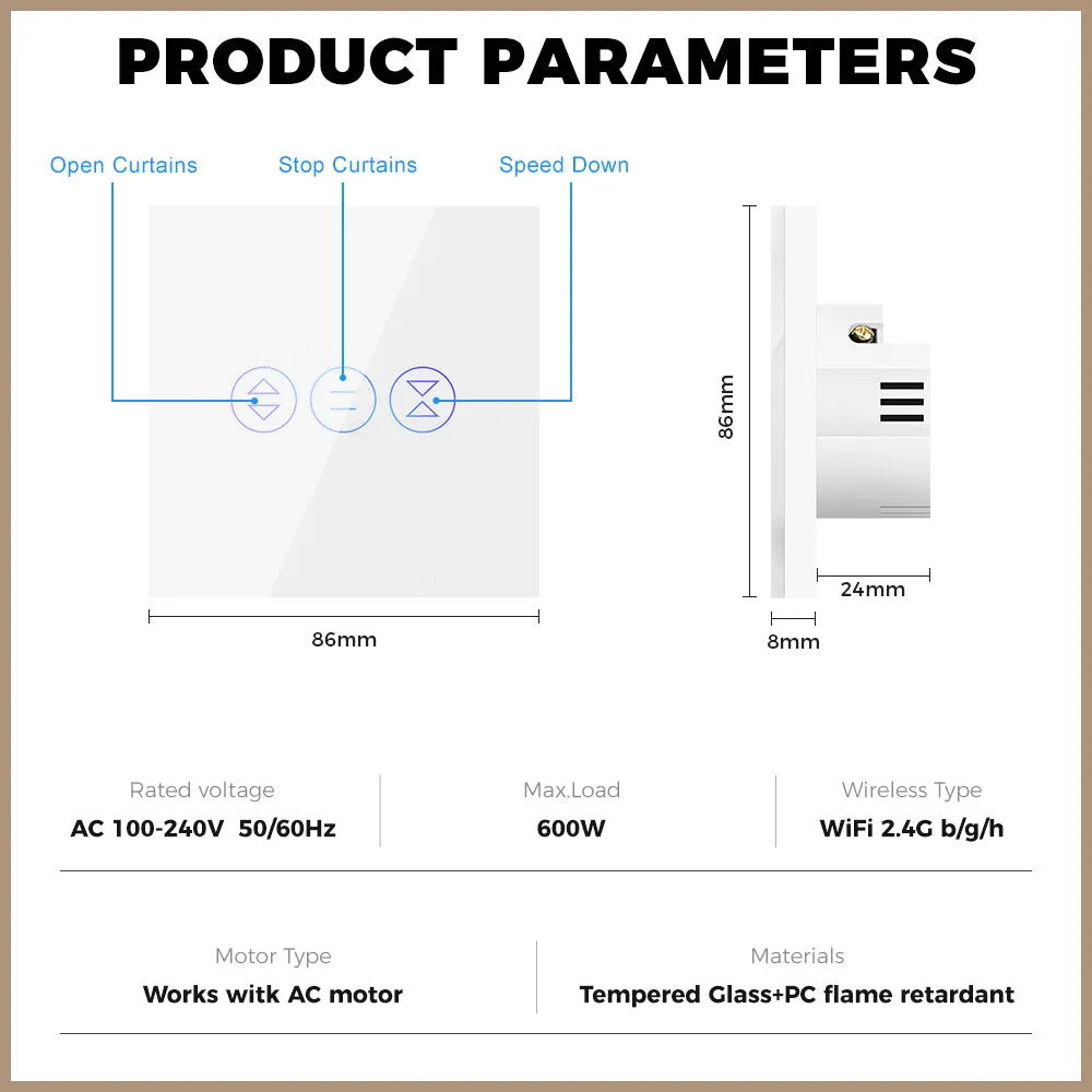 SMATRUL Smart WiFi Curtain Switch Motorized Roller Blinds Shutter Switch with APP Remote Control and Voice Control