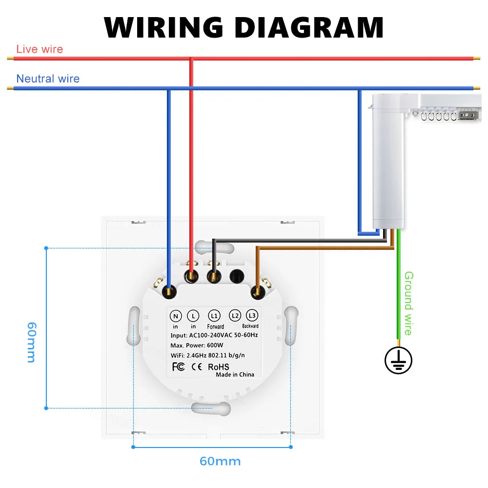 SMATRUL Smart WiFi Curtain Switch Motorized Roller Blinds Shutter Switch with APP Remote Control and Voice Control