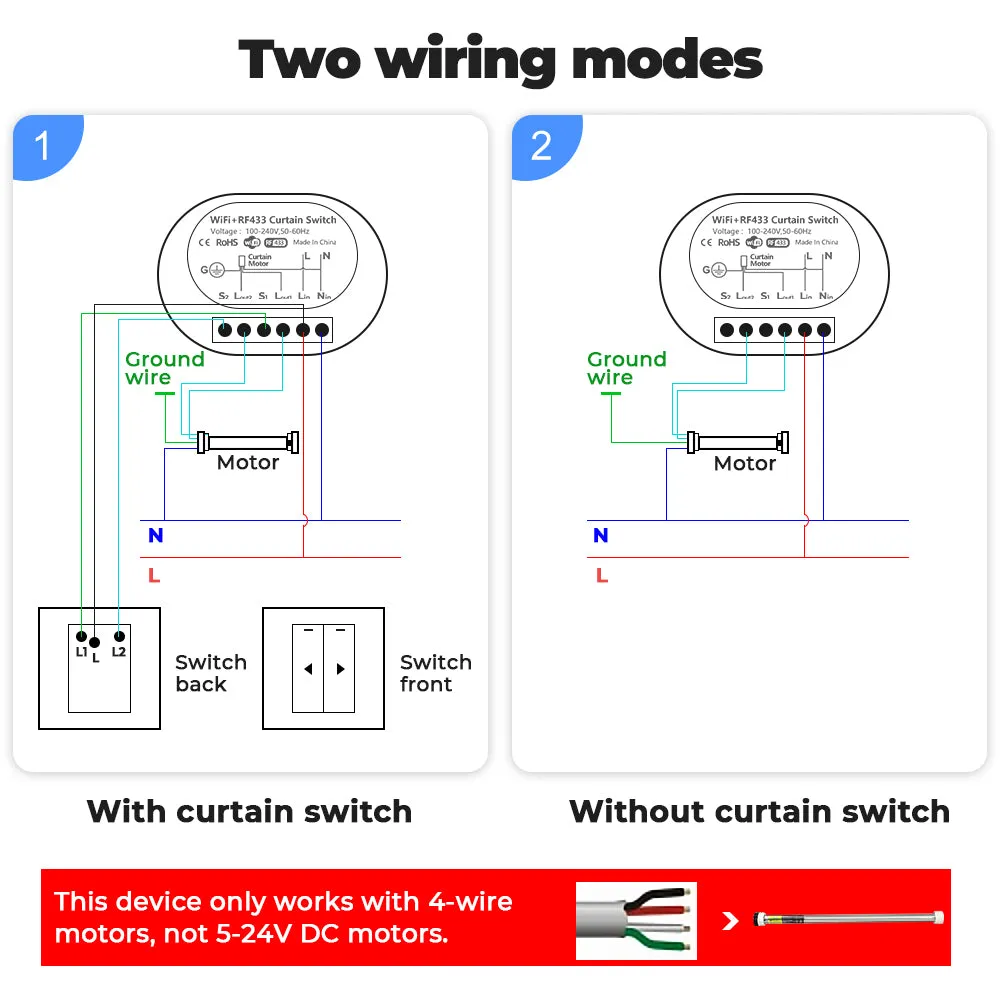 SMATRUL WiFi Curtain Switch, Smart Motorized Roller Blinds Shutter Relay Module with Timer, 0-100% Adjustable Range