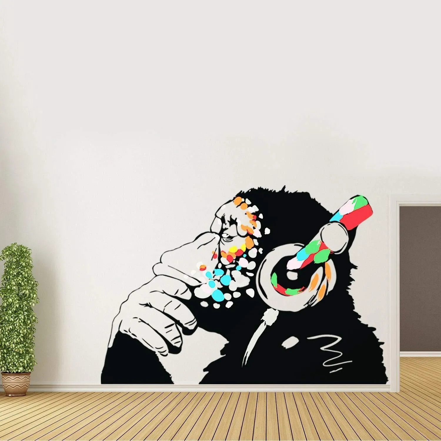 Thinking Monkey Sticker Graffity Art Vinyl Street Baksy Wall Decal 31x22 inch