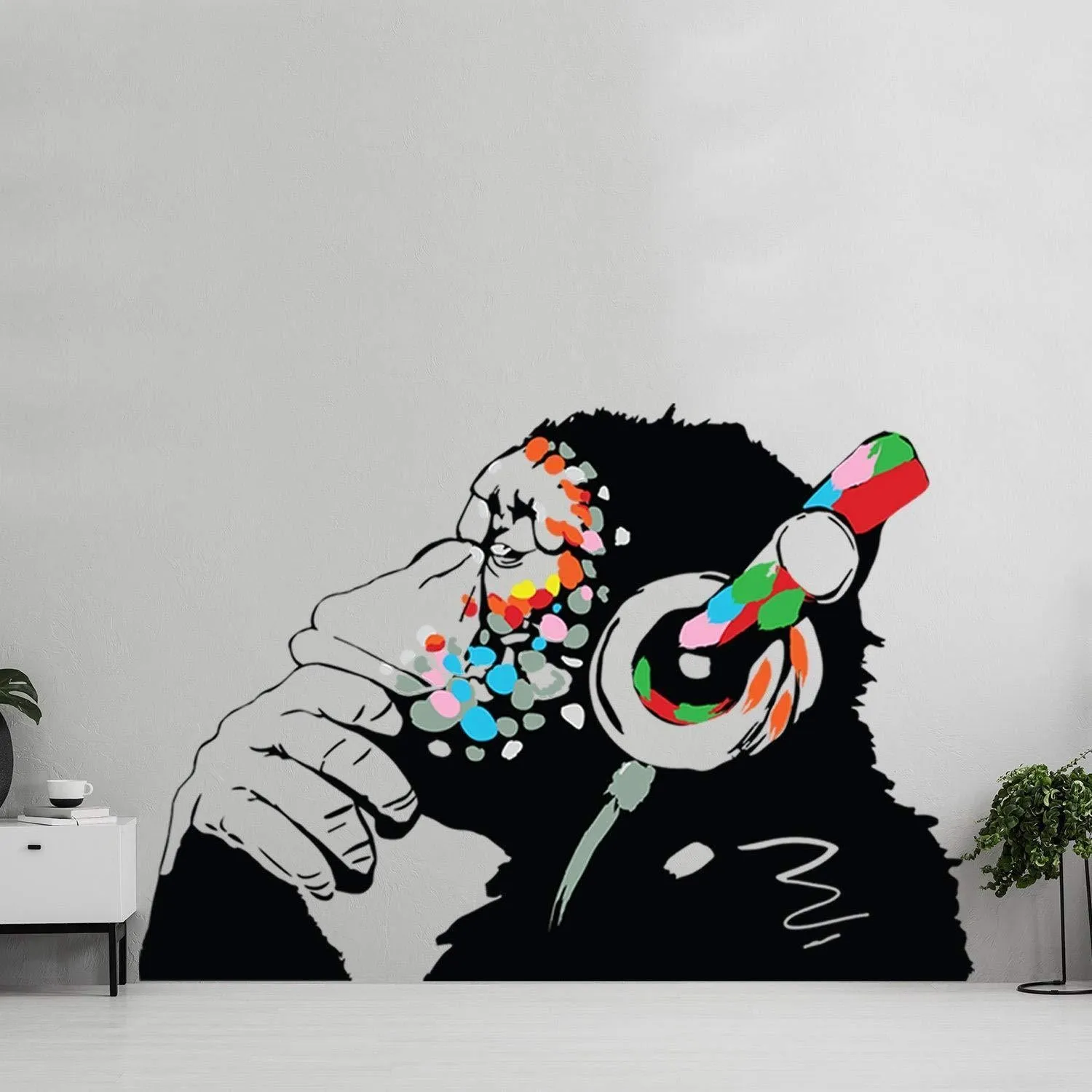 Thinking Monkey Sticker Graffity Art Vinyl Street Baksy Wall Decal 31x22 inch