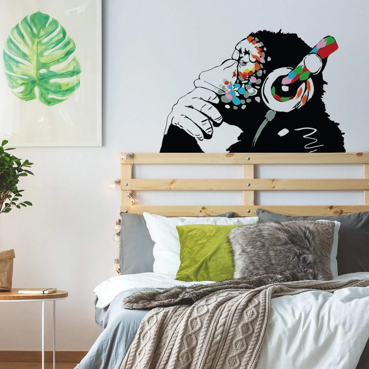 Thinking Monkey Sticker Graffity Art Vinyl Street Baksy Wall Decal 31x22 inch